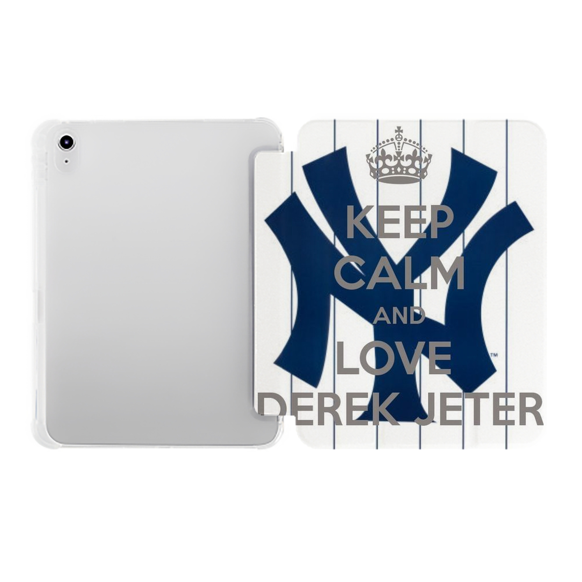 Derek Jeter 39 Premium Tri-Fold PU Leather & Silicone IPad Case With Pencil Slot – Fits 9.5,10.5,10.9 – Adjustable Stand, Slim, Protective